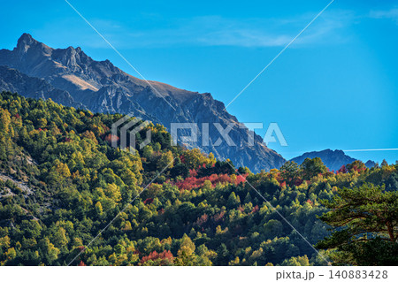 View from the Panticosa metal walkway, Pasarelas de Panticosa in Panticosa in the Pyrenees, Spain View from the Panticosa metal walkway, Pasarelas de Panticosa in Panticosa in the Pyrenees, Spain 140883428