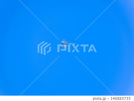 fighter flying in the sky. Military aircraft of the 4th generation fighter flying in the sky. Military aircraft of the 4th generation 140883735