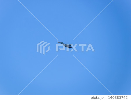 fighter flying in the sky. Military aircraft of the 4th generation 140883742