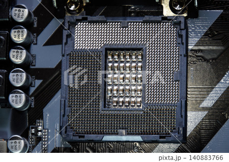 A nest for the Intel processor in the motherboard. 140883766