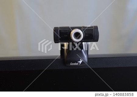Web camera, attached to the monitor. Equipment for video 140883858