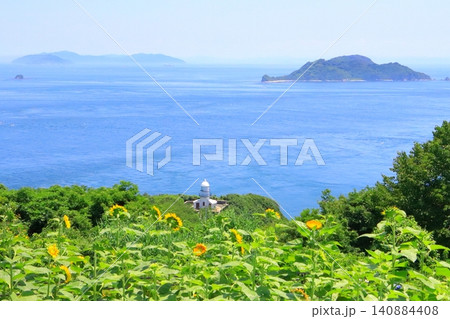 豊予海峡と関崎灯台(関崎海星館・大分市佐賀関) 豊予海峡と関崎灯台(関崎海星館・大分市佐賀関) 140884408