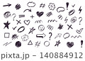 Marker Doodle Symbols and Elements Hand Drawn Set 140884912