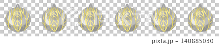 一款經典的聖誕裝飾品系列,以垂直的金色條紋為特色。 一款經典的聖誕裝飾品系列,以垂直的金色條紋為特色。 140885030