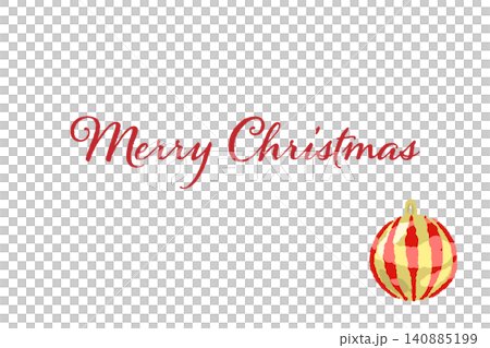 A user-friendly horizontal Christmas card with a vertically striped ornament placed in the lower right corner. A user-friendly horizontal Christmas card with a vertically striped ornament placed in the lower right corner. 140885199