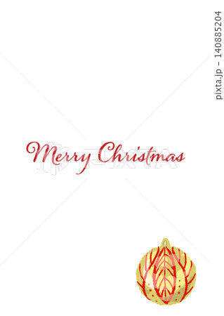 ストライプ模様のオーナメントがワンポイントで入ったシンプルな縦型クリスマスカード ストライプ模様のオーナメントがワンポイントで入ったシンプルな縦型クリスマスカード 140885204