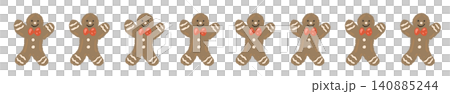 A line of gingerbread cookies with a traditional and classic design. A line of gingerbread cookies with a traditional and classic design. 140885244