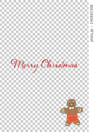 A cute, vertically oriented Christmas card featuring a gingerbread man cookie wearing red pants and lettering. A cute, vertically oriented Christmas card featuring a gingerbread man cookie wearing red pants and lettering. 140885306