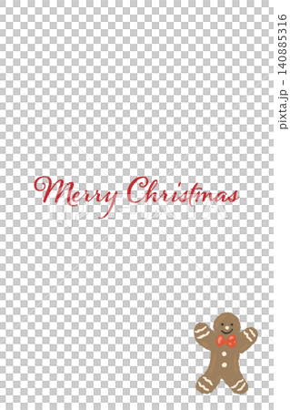 A vertical Christmas card featuring a Santa hat and a gingerbread man cookie with a candy cane. A vertical Christmas card featuring a Santa hat and a gingerbread man cookie with a candy cane. 140885316