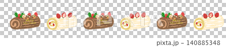 生クリームとチョコのロールケーキが交互に並んだクリスマスの区切り線 生クリームとチョコのロールケーキが交互に並んだクリスマスの区切り線 140885348