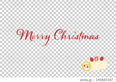 いちごが乗った白いロールケーキのイラストが輝く余白たっぷりの横型クリスマスカード いちごが乗った白いロールケーキのイラストが輝く余白たっぷりの横型クリスマスカード 140885387