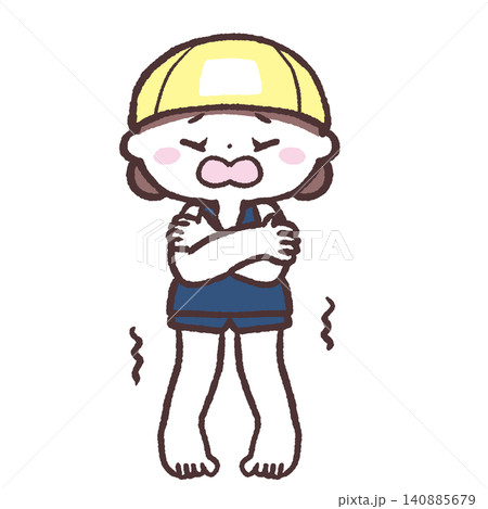 震える水着の女の子のイラスト 震える水着の女の子のイラスト 140885679