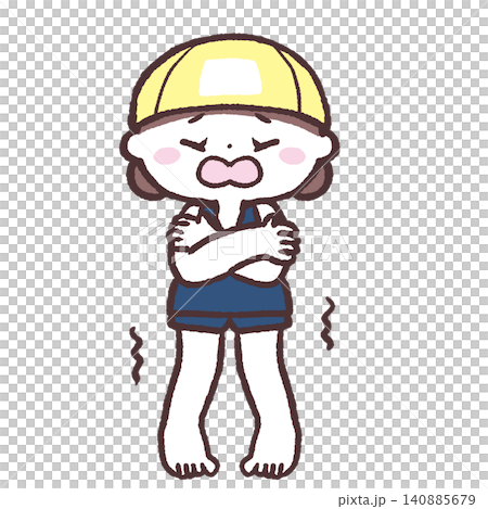 震える水着の女の子のイラスト 震える水着の女の子のイラスト 140885679