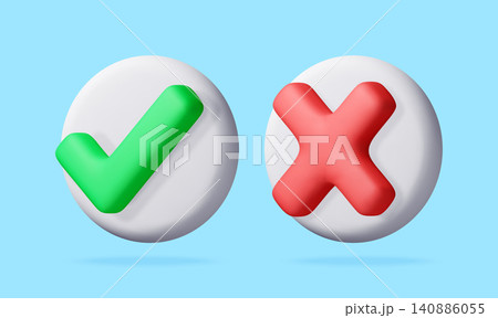3D Green check mark and red cross mark 3D Green check mark and red cross mark 140886055