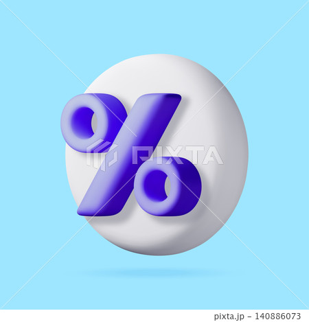 3D Percentage sign on white circle. 140886073