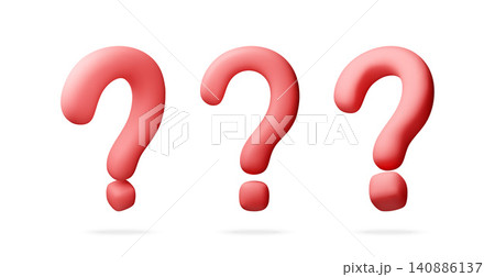 Three red question mark icons in 3d style 140886137