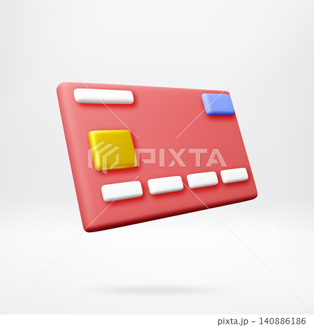 3d red credit card icon. 140886186