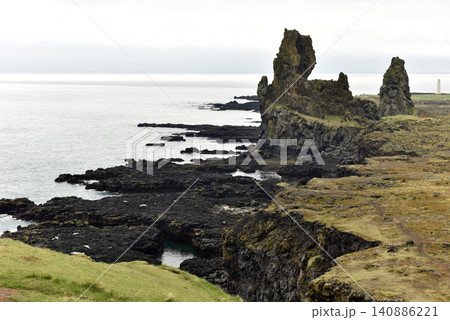 Londrangar basalt cliffs in Iceland 140886221