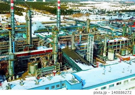 top view of the oil refinery top view of the oil refinery 140886272