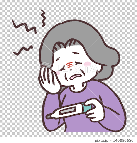 熱があるシニア女性のイラスト 140886656