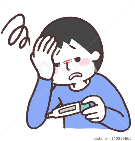 熱がある男性のイラスト 熱がある男性のイラスト 140886663