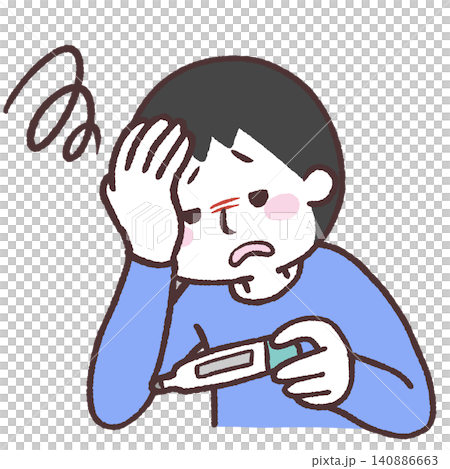 熱がある男性のイラスト 熱がある男性のイラスト 140886663