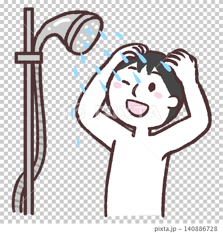 Illustration of a man taking a shower Illustration of a man taking a shower 140886728