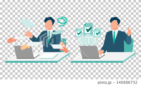 An illustration depicting the shift from being overwhelmed by a large volume of paper documents to being able to approve them all at once in the cloud. An illustration depicting the shift from being overwhelmed by a large volume of paper documents to being able to approve them all at once in the cloud. 140886732