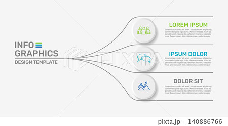 Modern business infographic template with three circular steps branching from a single point. Vector illustration. Modern business infographic template with three circular steps branching from a single point. Vector illustration. 140886766