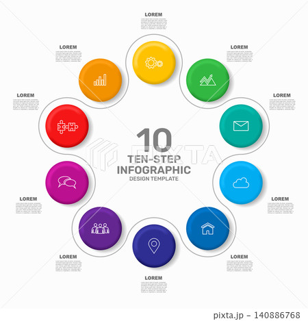 Modern circular business infographic template with colorful numbered steps, icons, and text. Vector illustration. Modern circular business infographic template with colorful numbered steps, icons, and text. Vector illustration. 140886768