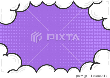 Comic background decorated with frame of clouds in pop art style. Dynamic art decorated with cartoon clouds. Vector illustration Comic background decorated with frame of clouds in pop art style. Dynamic art decorated with cartoon clouds. Vector illustration 140886815