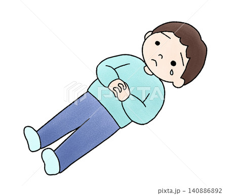 涙を流す男性の手描きイラスト 涙を流す男性の手描きイラスト 140886892