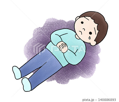 不安で涙を流す男性の手描きイラスト 不安で涙を流す男性の手描きイラスト 140886893