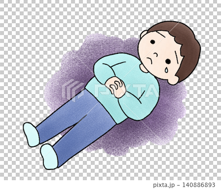 不安で涙を流す男性の手描きイラスト 不安で涙を流す男性の手描きイラスト 140886893