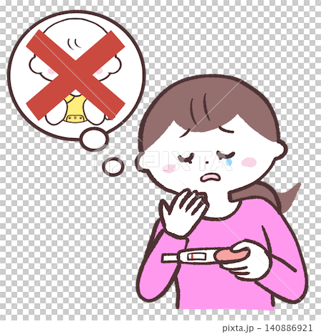 Illustration of a woman looking at a negative pregnancy test. Illustration of a woman looking at a negative pregnancy test. 140886921