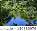 新緑の映る水面の波紋 140886976