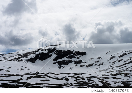 Scenic route in Norway with fjords, snow, ice and lakes with beautiful landscapes Scenic route in Norway with fjords, snow, ice and lakes with beautiful landscapes 140887078