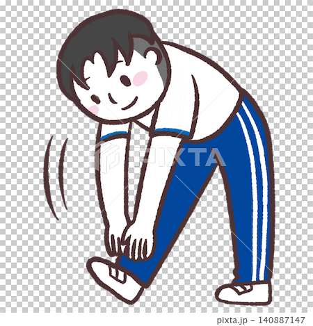 Illustration of a male student doing stretching exercises Illustration of a male student doing stretching exercises 140887147