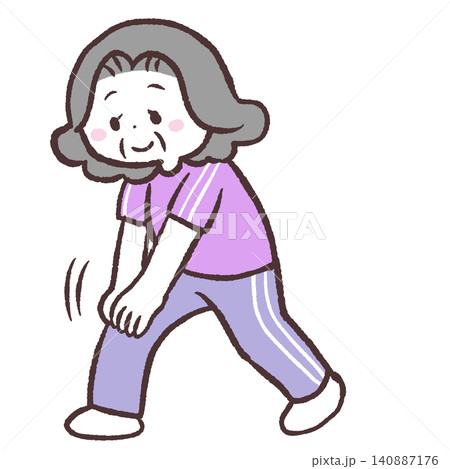 ストレッチ運動するシニア女性のイラスト 140887176