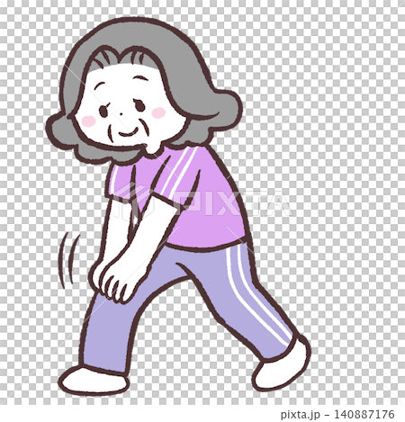 ストレッチ運動するシニア女性のイラスト 140887176