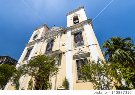 The beautiful view of St. Lawrence's church in Macau, China. The place is one of the UNESCO World Heritage. The beautiful view of St. Lawrence's church in Macau, China. The place is one of the UNESCO World Heritage. 140887310