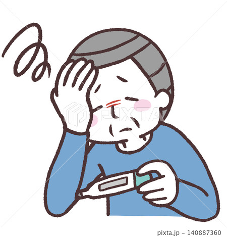 熱があるシニア男性のイラスト 熱があるシニア男性のイラスト 140887360