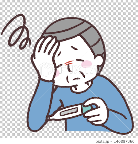 熱があるシニア男性のイラスト 熱があるシニア男性のイラスト 140887360