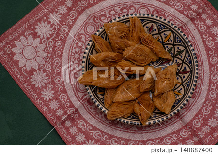 Baklava traditional pastry in bowl. Sweet food. 140887400