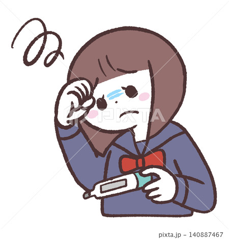 体調が悪い女子学生のイラスト 体調が悪い女子学生のイラスト 140887467