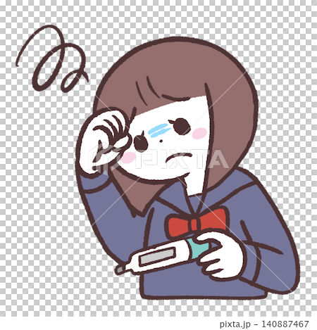 体調が悪い女子学生のイラスト 体調が悪い女子学生のイラスト 140887467