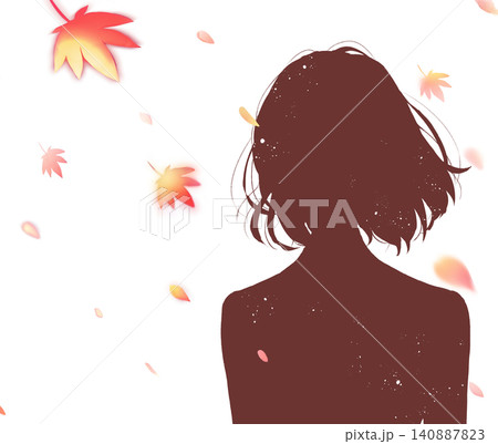 女子学生 バストアップ 紅葉 シルエット 女子学生 バストアップ 紅葉 シルエット 140887823
