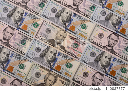 Paper US dollar bills of various denominations and cent coins as a business tool. Cash US dollars Paper US dollar bills of various denominations and cent coins as a business tool. Cash US dollars 140887877