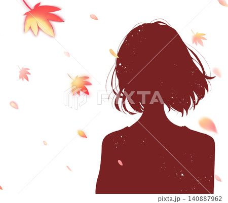 女性 バストアップ シルエット 紅葉 女性 バストアップ シルエット 紅葉 140887962