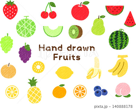 果物_手描きクレヨン風_セット 果物_手描きクレヨン風_セット 140888178